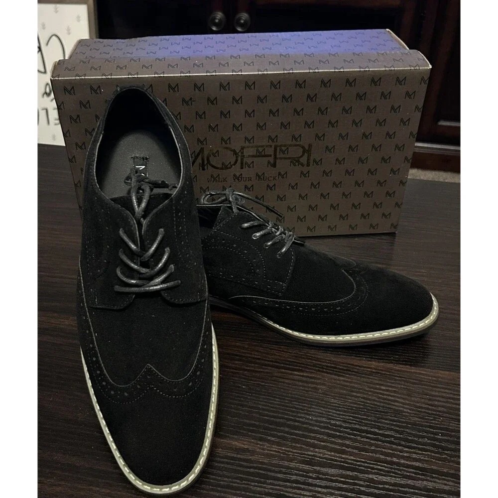 Mofri Oxford Dress Shoes Men’s Size 7.5 Black Suede Lace Up Formal Sleek